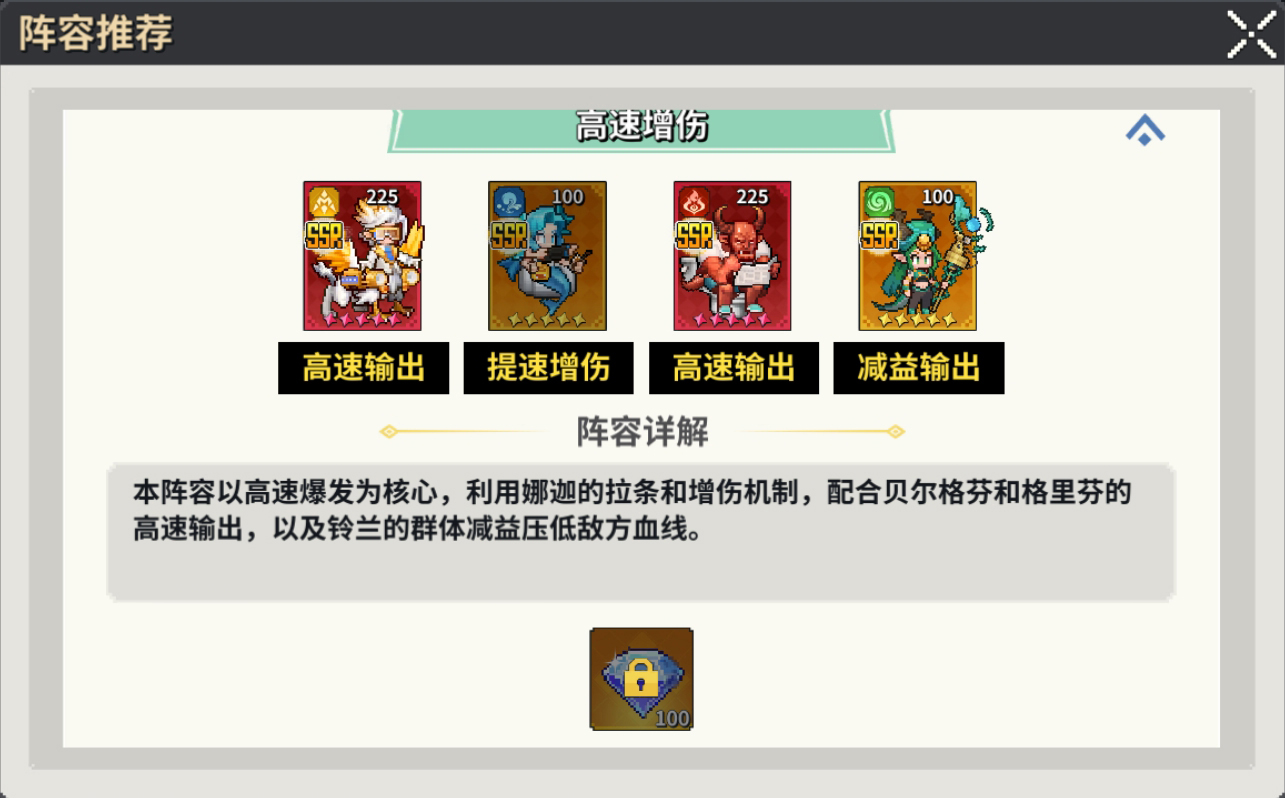 高速增伤阵容示意图